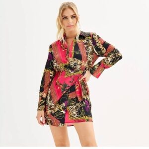 Vibrant Red and Black Midi Dress